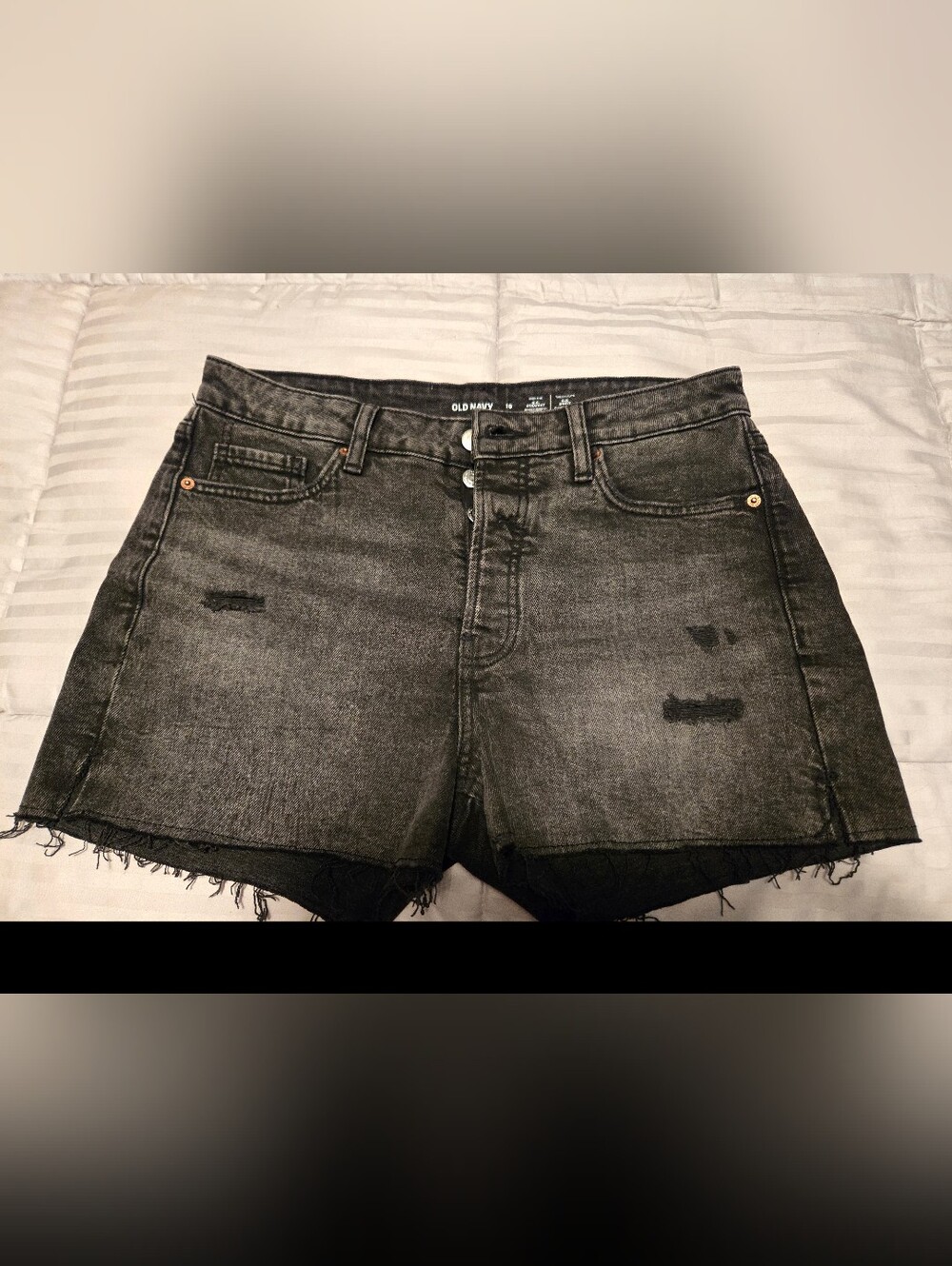Old Navy Women's Charcoal Distressed Denim Shorts